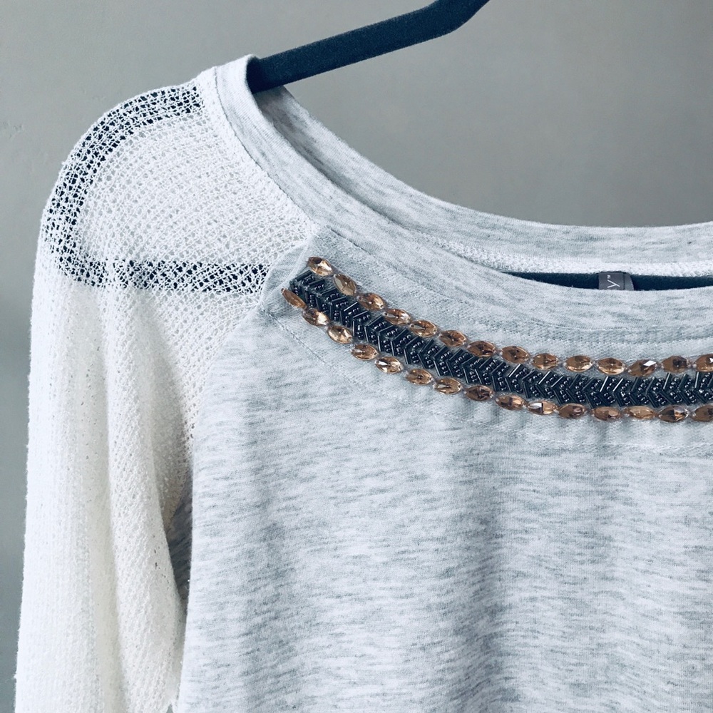 VANITY | Gray Half Sleeve Shirt with gems